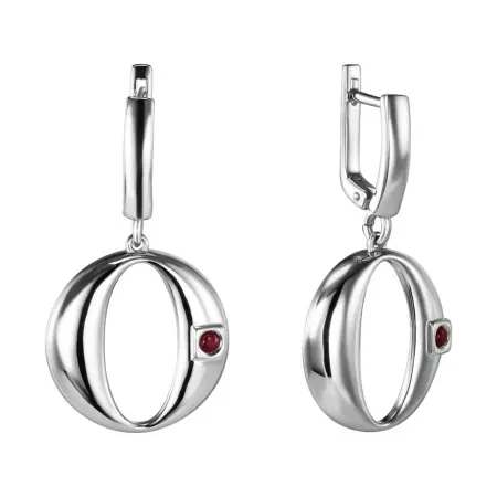 Серебряные серьги с рубином