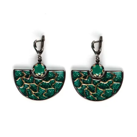 Серебряные серьги с витражной эмалью