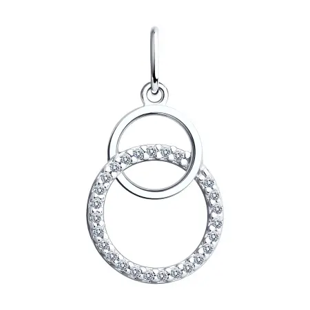 Серебряная подвеска с фианитами «Круги»