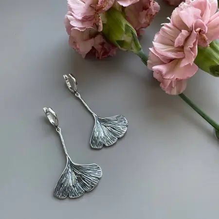 Серебряные серьги «Гингко»