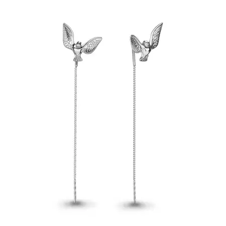 Серебряные серьги «Голубь»