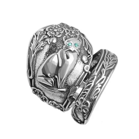 Серебряное кольцо «Кошечка» с фианитами