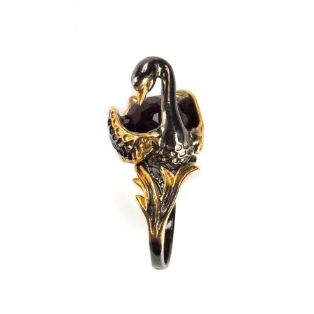 Серебряное кольцо «Лебедь»