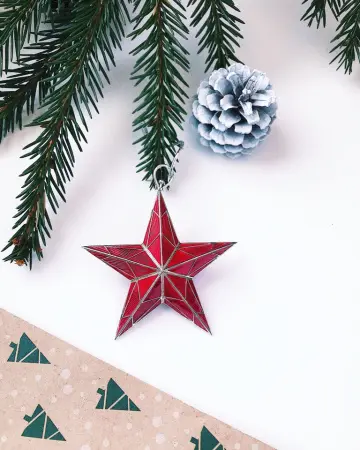 Серебряная елочная игрушка «Звезда с эмалью»