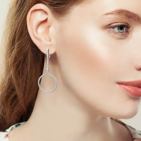 Серьги из серебра с фианитами