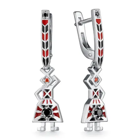 Серьги из серебра с эмалью «Берегиня - Желанница A la Rus»