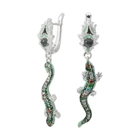 Серьги из серебра «Ящерица»