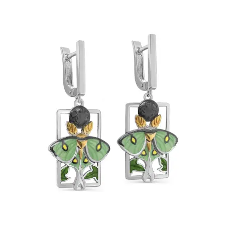 Серьги из серебра с эмалью «Мотылек»