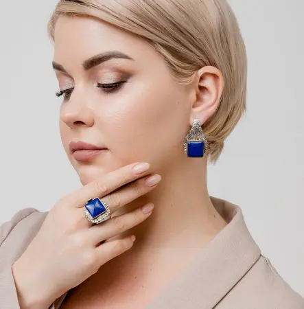 Серебряные серьги «Лазуритовый Пруд»