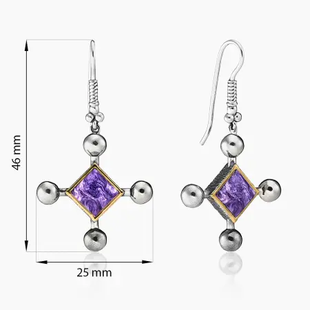 Серьги из серебра «Умиротворение» с чароитом