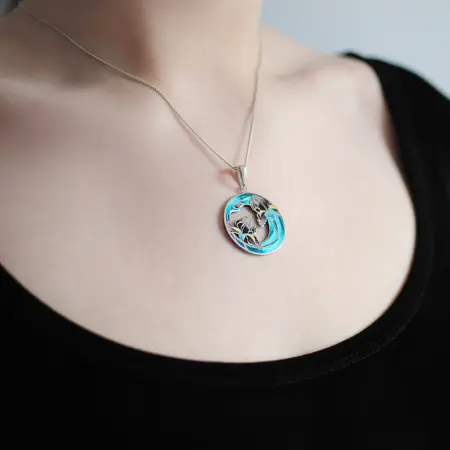 Серебряная подвеска с эмалью «Ирисы»