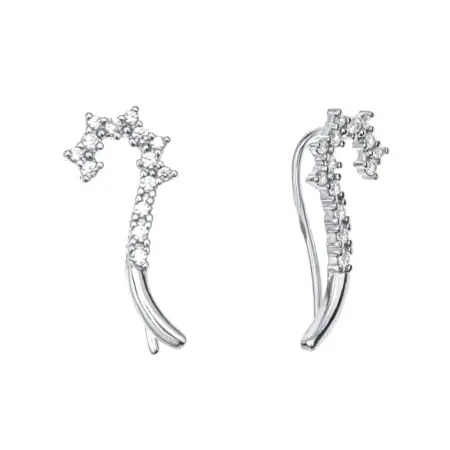 Серебряные серьги клаймберы с фианитами