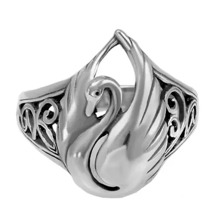 Серебряное кольцо «Лебедь»