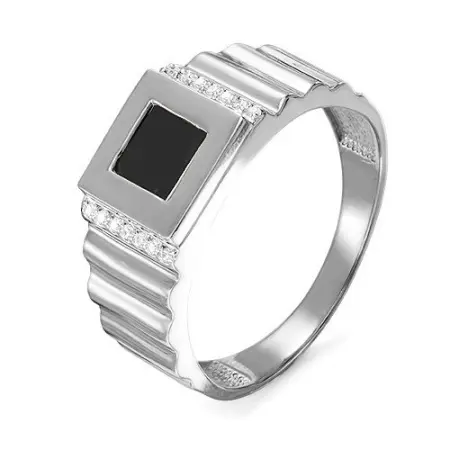 Мужская печатка из серебра с фианитами