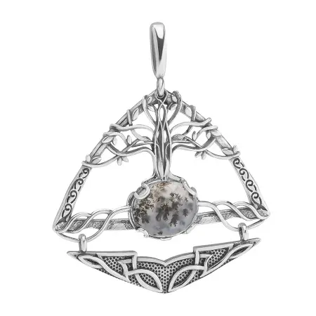 Подвеска из серебра с агатом и фианитами «Берегиня»