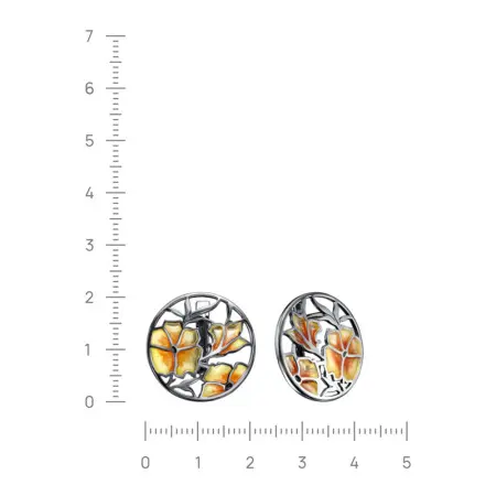 Серьги из серебра с витражной эмалью «Цветок»