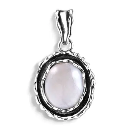 Серебряный кулон с голубым агатом