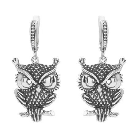 Серебряные серьги «Сплюшка сова»