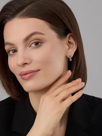 Серьги из серебра с позолотой и бриллиантами