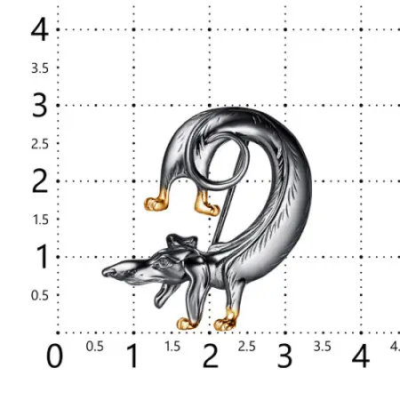 Брошь из серебра «Необыкновенно длинная собака Такса»