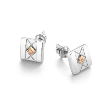 Серьги-гвоздики из серебра с бриллиантом