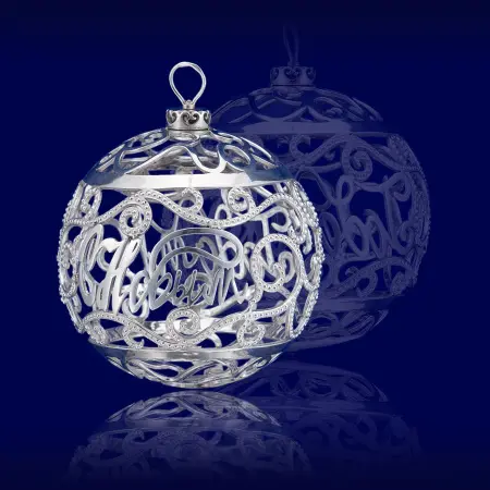 Ёлочная игрушка из серебра Шарик «с Новым Годом»