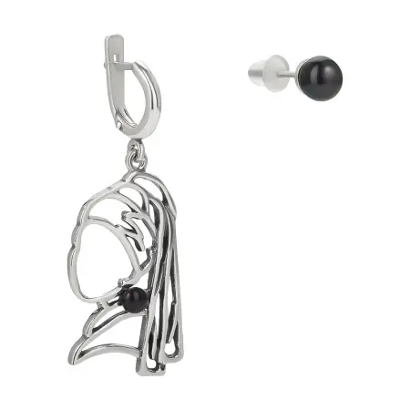 Серьги из серебра с жемчугом «Силуэт с жемчужиной»