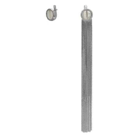 Серьги асимметричные из серебра с перламутром «Кисточки»