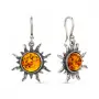 Серебряные серьги с янтарем «Солнце»