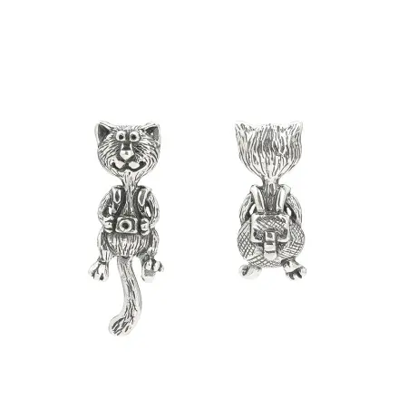 Серьги из серебра «Кот турист»