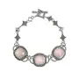 Серебряный браслет с розовым кварцем и марказитами Swarovski