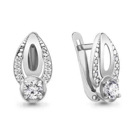 Серьги из серебра с фианитами