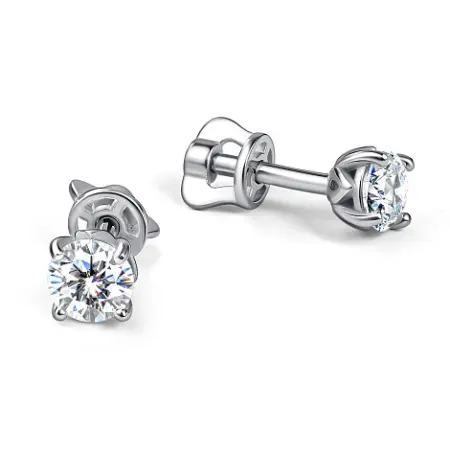 Серьги пусеты из серебра с муассанитом