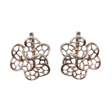 Серебряные серьги с чернением и позолотой