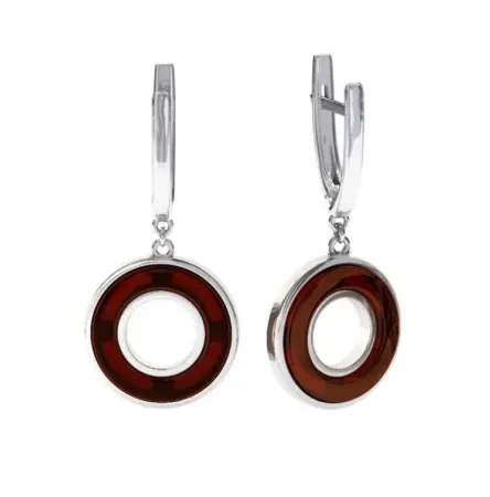 Серьги из серебра с янтарем «Бублики»