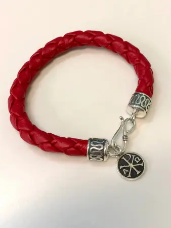 Кожаный браслет "Хризма" красный