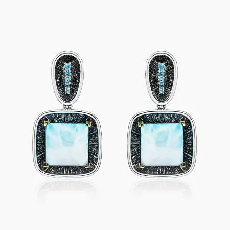 Серьги из серебра «Нежность» с топазом и ларимаром