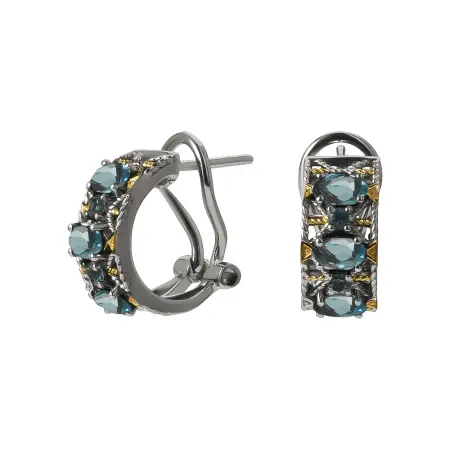 Серьги из серебра с лондон топазом Bythantium