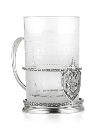 Серебряный подстаканник «ФСБ» с хрусталем