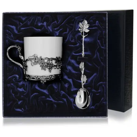 Чашка кофейная «Виноград» с ложкой