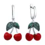 Серебряные серьги с эмалью и фианитами «Вишня»