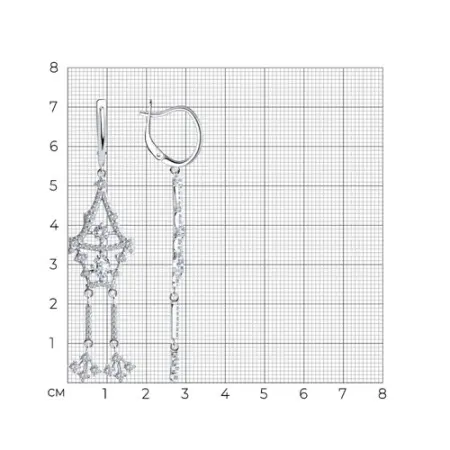 Серьги из серебра с фианитами «Избушка на курьих ножках»