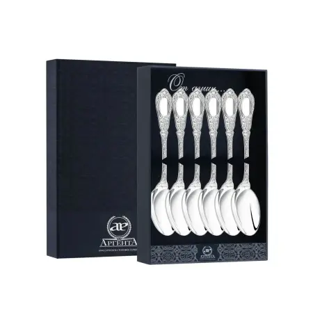 Серебряный набор кофейной ложки «Фамильная» 6 предметов