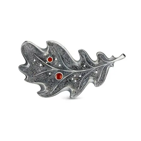 Брошь серебряная «Дубовый лист»