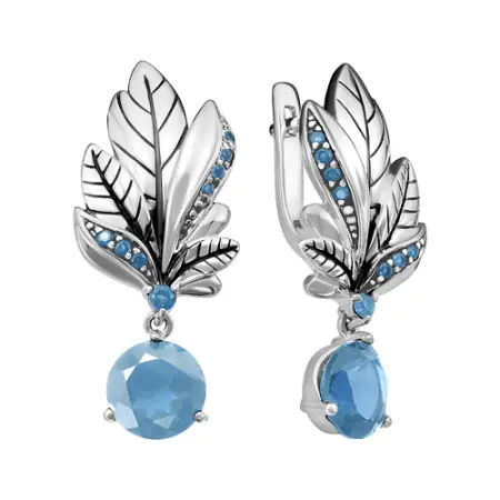 Серьги из серебра с топазами «Русская душа»