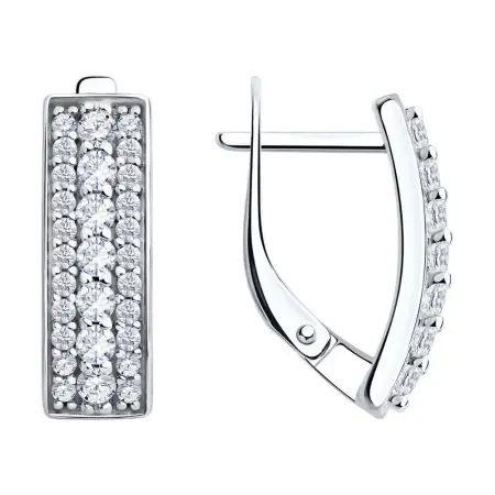 Серьги из серебра с фианитами