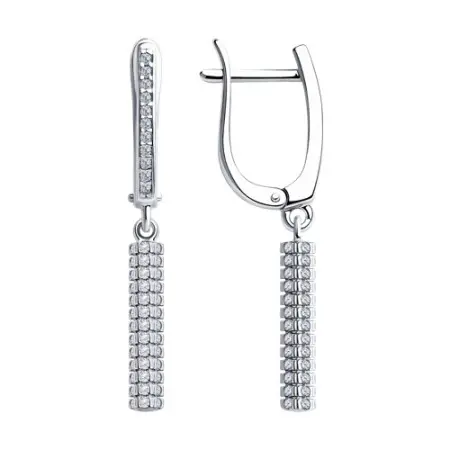 Серьги из серебра с фианитами