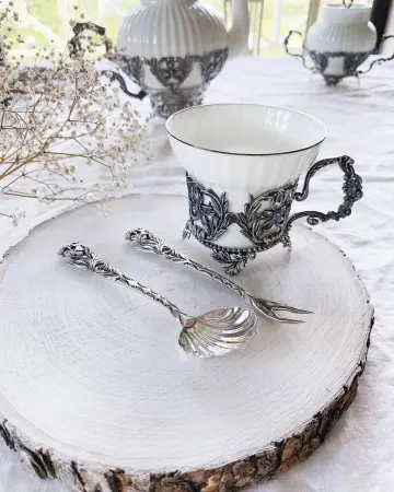 Чашка чайная «Симфония» серебро и фарфор