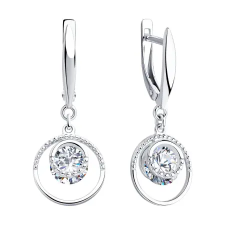Серьги из серебра с фианитами