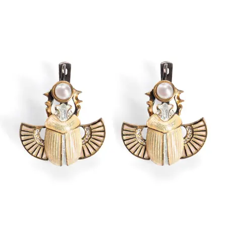 Серебряные серьги «Скарабеи»